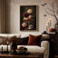 Crème et roses bourgogne sur toile d'Halloween antique, art mural sur toile-1602110043