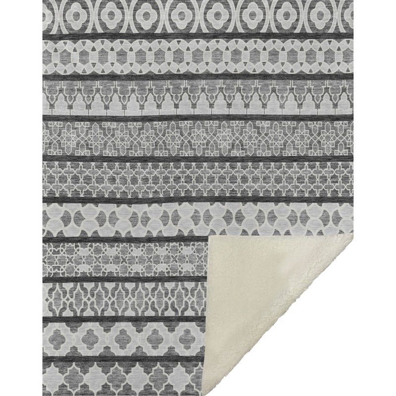 Jeté bohémien Addison Sherpa ASB726 lavable à la machine, Gris