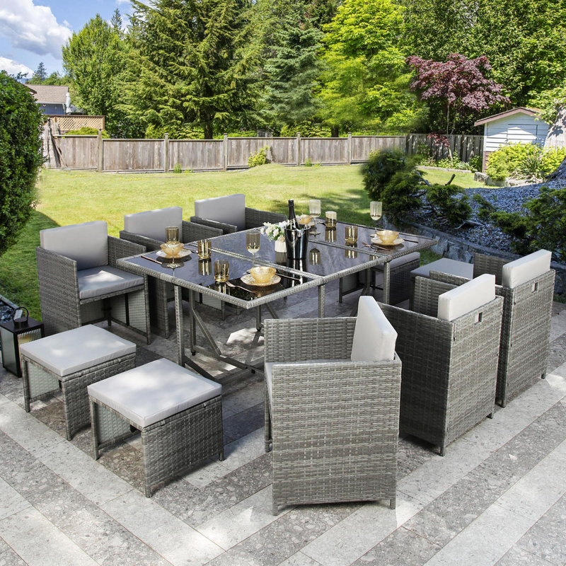 Tioga - 10 Person - Rattan Cube Dining Set - 167cm Long
