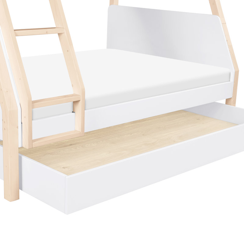 TipToe Twin-Over-Full Bunk Bed, White/Washed Natural