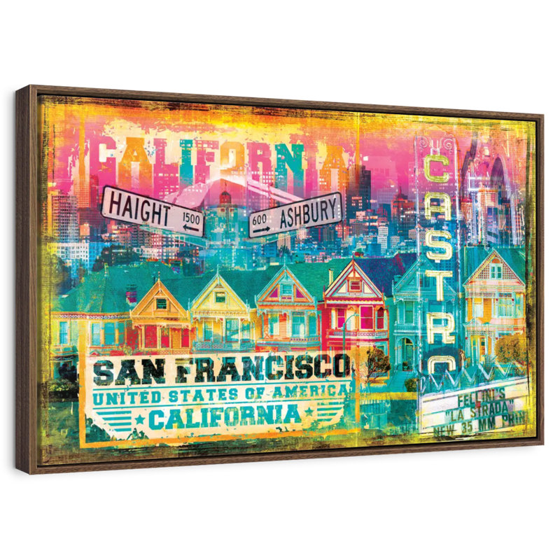 Banlieue de San Francisco, grunge, Cadre flottant noyer, 40 po x 27 po