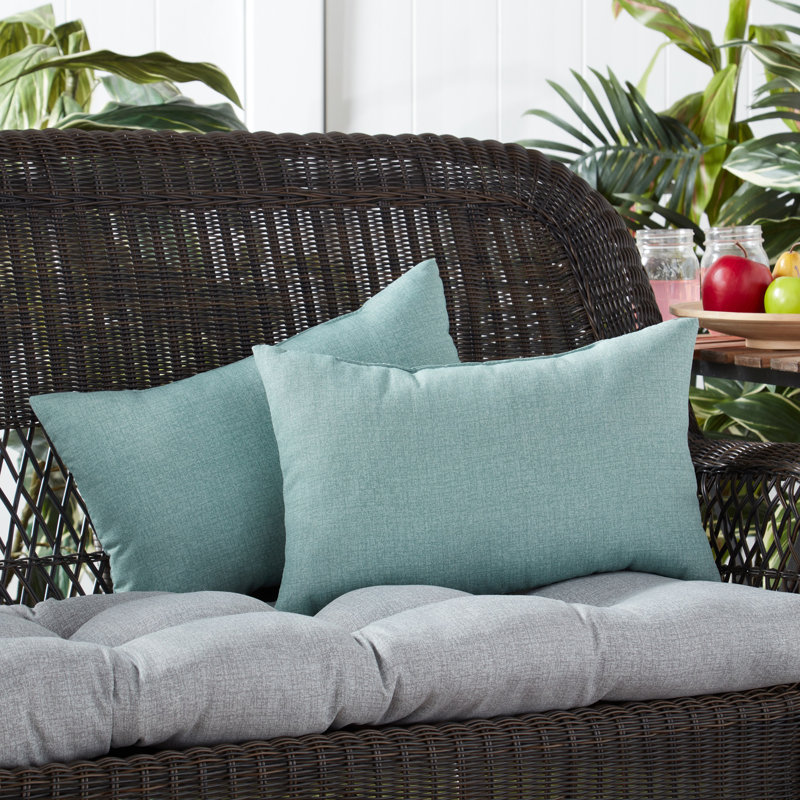 Henrich Indoor/Outdoor Striped Lumbar Pillow, Seaglass