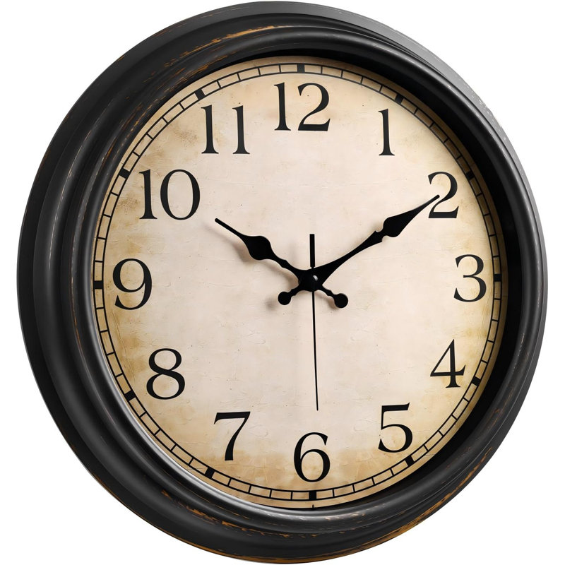 Horloge murale décorative vintage de 40 cm (16 pouces) en bronze silencieux, à piles