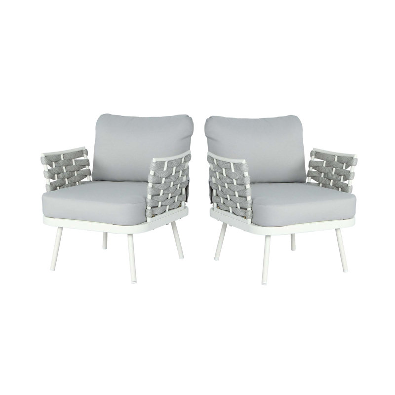 Ensemble de 2 fauteuils club Mariano, Gris, Blanc