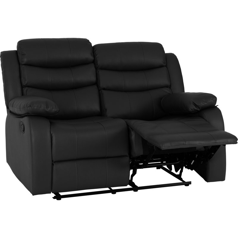 2 Seater Faux Leather Sofa, Black