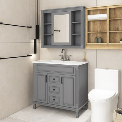 Meuble-lavabo simple 35,9 po avec plateau en céramique