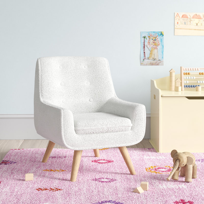 Kids 14.5" Sherpa Chair, White