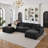 Boneless 138" Sectional Couches for Living Room Boneless Couch Upholstered Cloud Couch Sectional Modular Sectional Sofa with L Shaped-1573456400