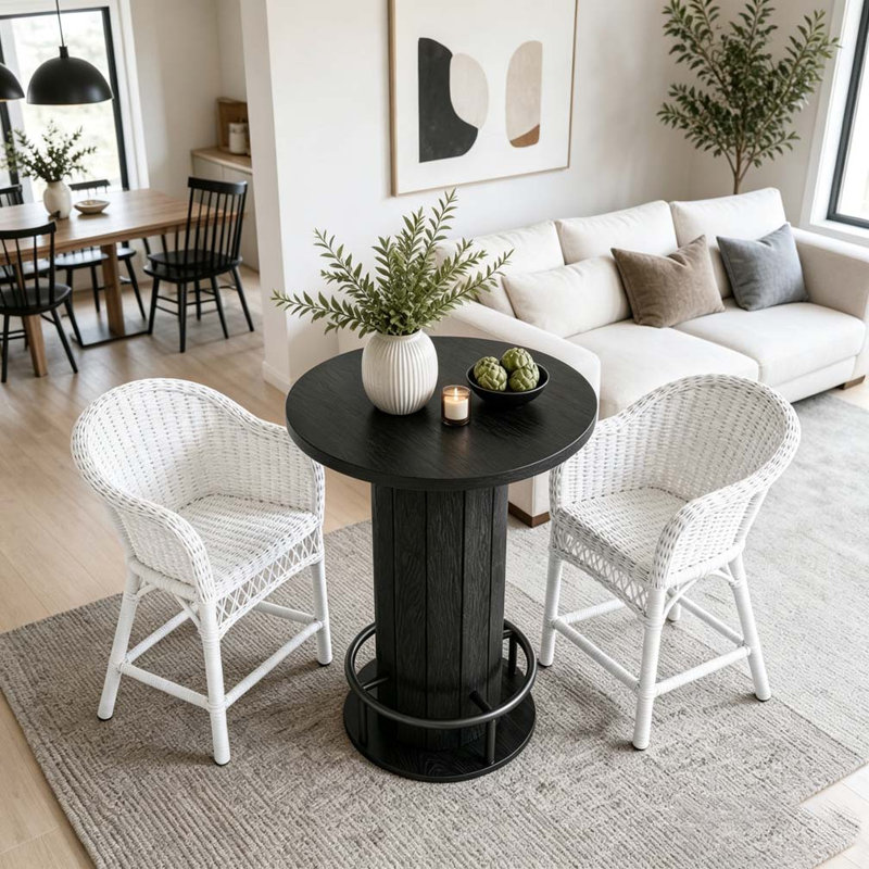 Table de bar, table basse ronde, Black