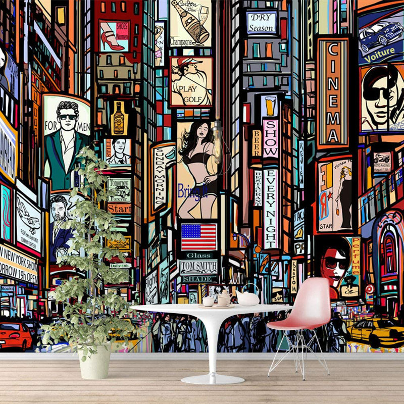Busy Street in the City Wall Mural, 66" L x 96" W