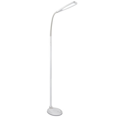 OttLite LED Standing Floor Lamp with Adjustable Flex Neck - Dimmable with 3 Levels