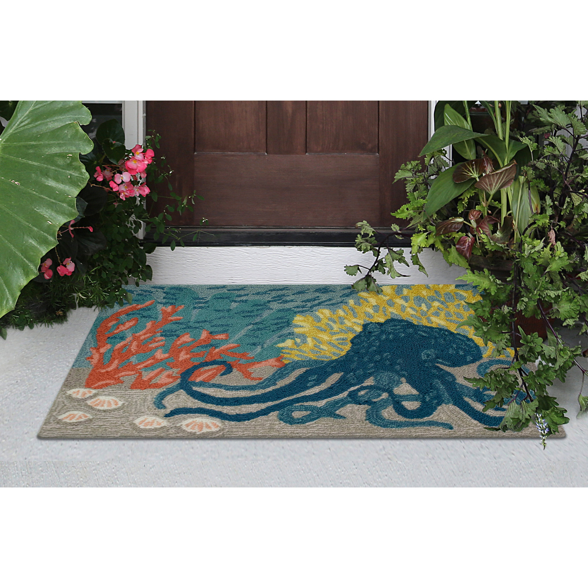 DBK Transitional Rugs Frontporch Octopus Indoor/Outdoor Rug Ocean ...