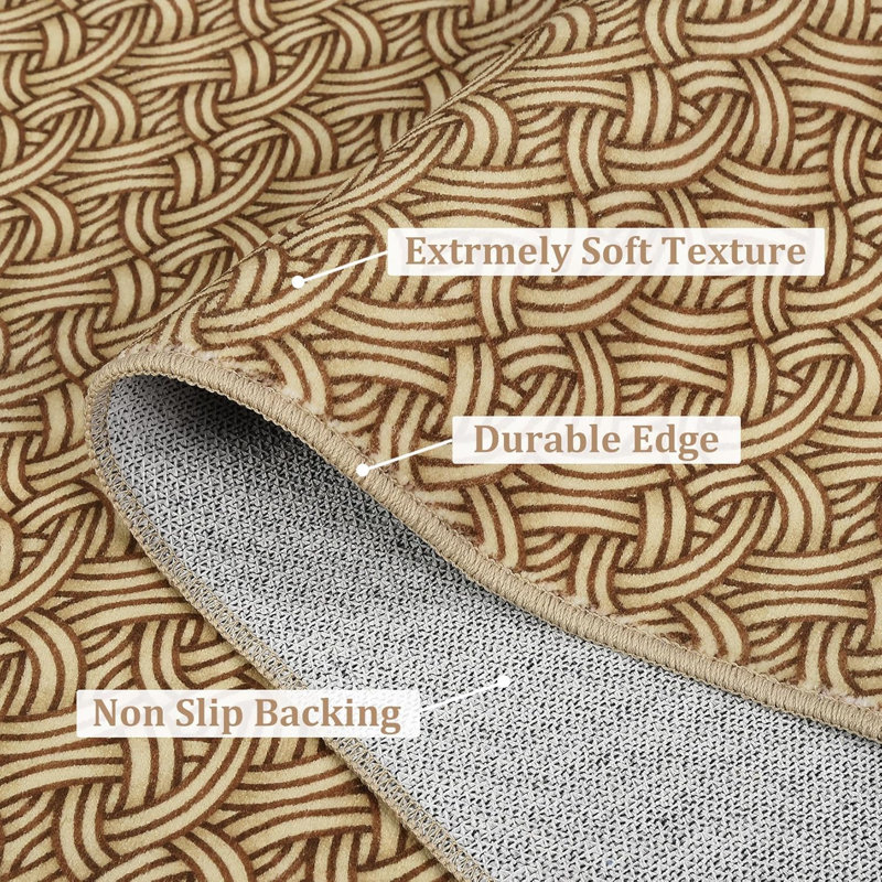 Machine Washable Realistic Braided Area Rug, Stain Resistant, Non-Shedding, Soft Thin Indoor Non-Slip Carpet 