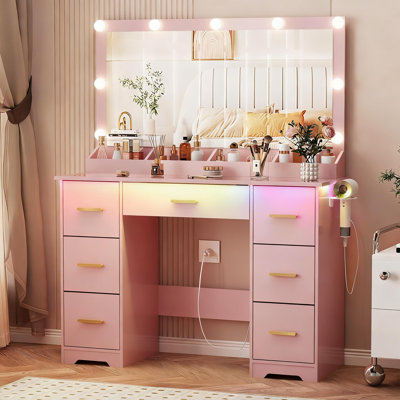 Coiffeuse avec miroir lumineux DEL