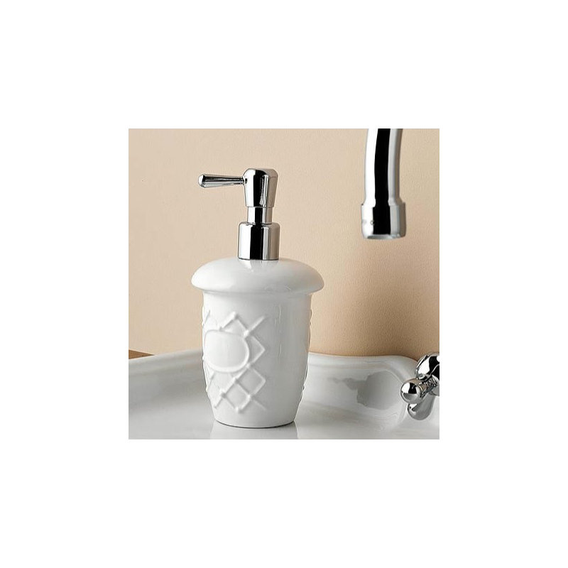 Queen Porcelain China Soap Dispenser, Chrome