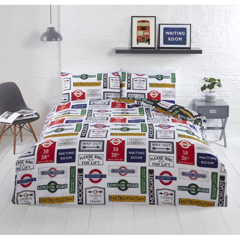 Nguyen TfL London Classic Street Signs Duvet Cover Set, Kingsize - 2 Standard Pillowcases
