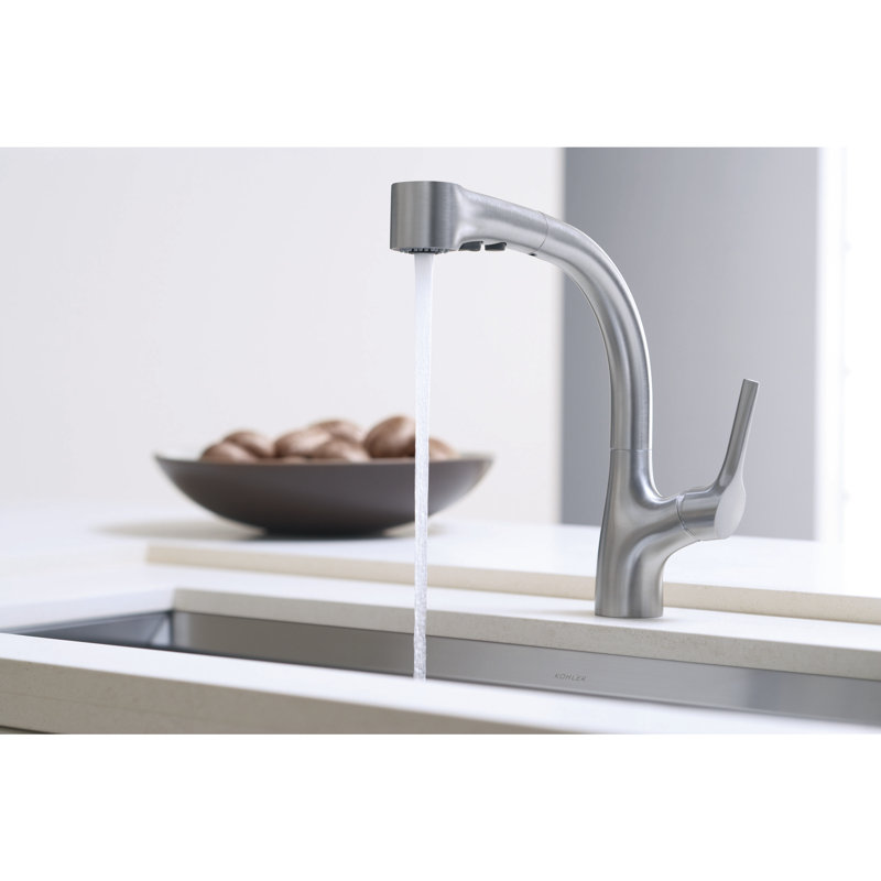 Elate Pull Out Single Handle Kitchen Faucet, Vibrant Stainless