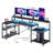 Monike 71.5" W LED Gaming Desk with Power Outlet, L-Shaped Computer Desk with Monitor Stand-469351372