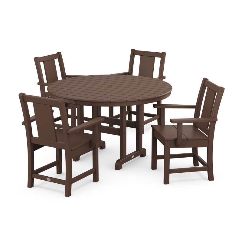 Prairie 5-Piece Round Farmhouse Dining Set, Mahogany