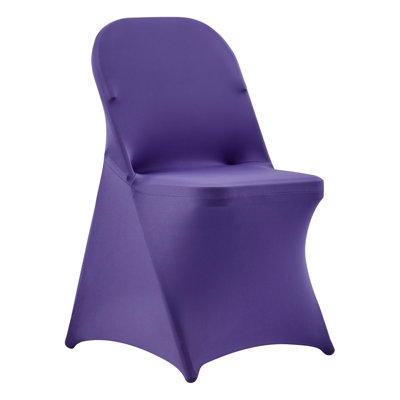 Stretch Polyester Spandex Folding Chair Cover 50 Pack Purple Washable Slipcover with Elastic Foot Pockets for Folding Chair Wedding Banquet Dining