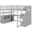 Lit mezzanine double gris avec bureau, tablettes, tablettes pratiques de rangement-489517729-489517735