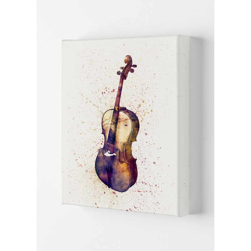 Cello Music by Michael Tompsett - Print, 29.7cm H x 21cm W x 4cm D, Wrapped Canvas