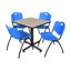 Table de salle de repos carrée Nicklo, chaises empilables 4 M-32668255-32668261-132626867