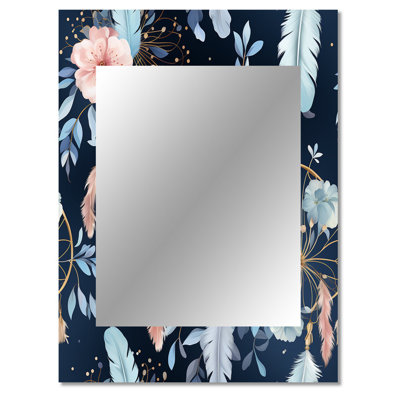 Motif bohème Ethereal Dreamcatchers - miroir mural floral, 40 po x 30 po