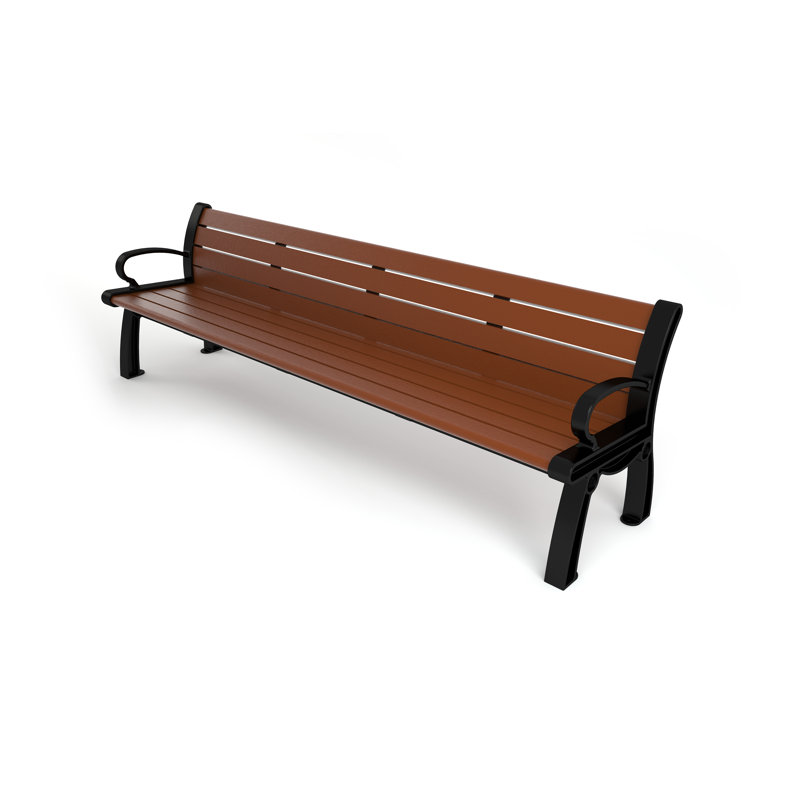 Banc de parc en plastique recyclé Heritage, 8 pi, Noir, Brun