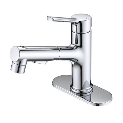 Pull Out Bathroom Faucet, Single Hole Bathroom Sink Faucet With 3 Bathroom Faucet With Sprayer Modes Pull Down Sprayer