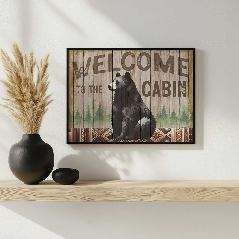«Welcome to the Cabin» par Nicole DeCamp, reproduction d'art, L 32 po x H 24 po, Argent, Impression encadrée