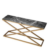 Console Table Criss Cross Brushed Brass Finish - Frame