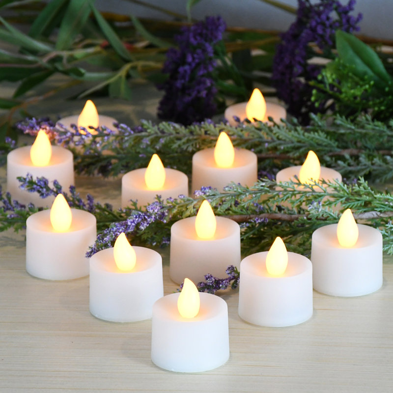 Battery Operated Tea Light Candles - 12 Piece, Amber