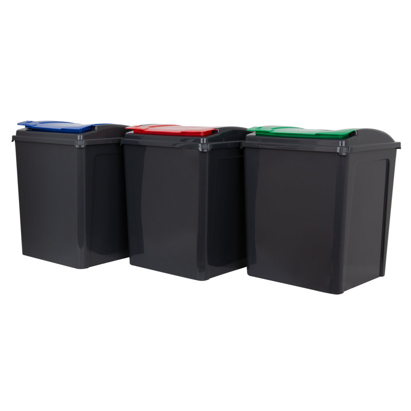 Wham Recycle It Slimline Bins, 50 Liters, Red/Blue/Green Lids