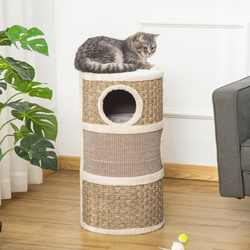 Cat Scratching Barrel Kitten Tree Tower for Indoor Cats Soft Plush