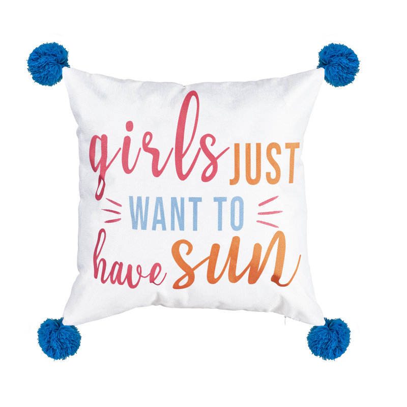 Housse de coussin d'extérieur avec pompons pour filles