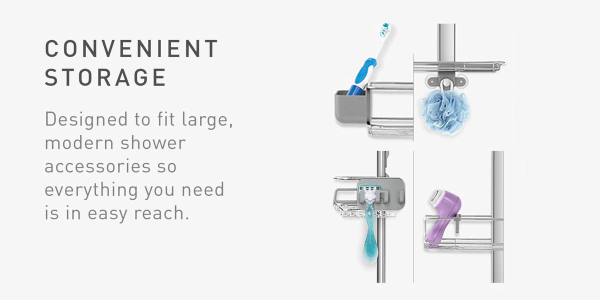 Simplehuman Adjustable Shower Caddy, Stainless Steel and Anodized Aluminum