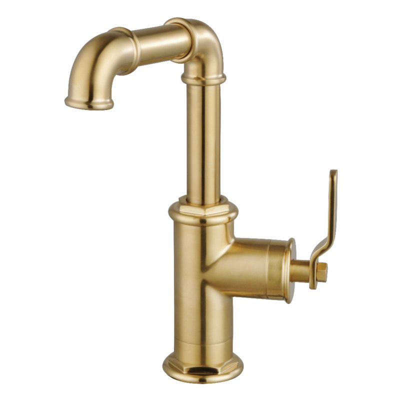 Kingston Brass Whitaker One-Handle 1-Hole Bathroom Faucet With Push Pop-Up Drain, Brushed Brass