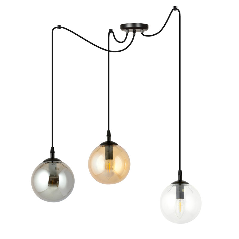 Garnes 3 - Light Sphere Pendant, Graphite/Gold/Clear