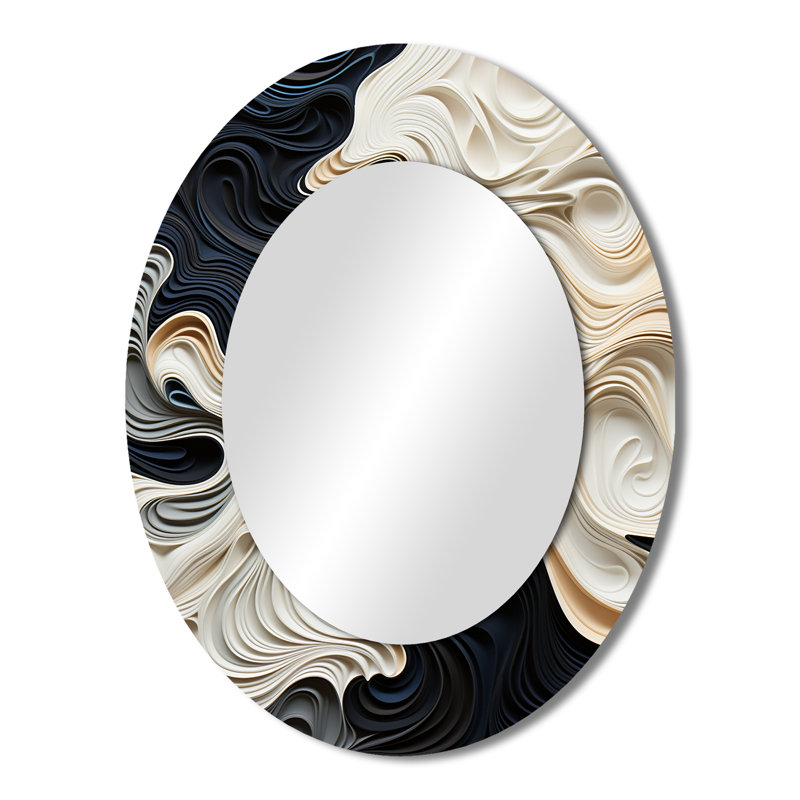 Miroir mural noir et blanc éclectique moderne, 43 po x 33 po