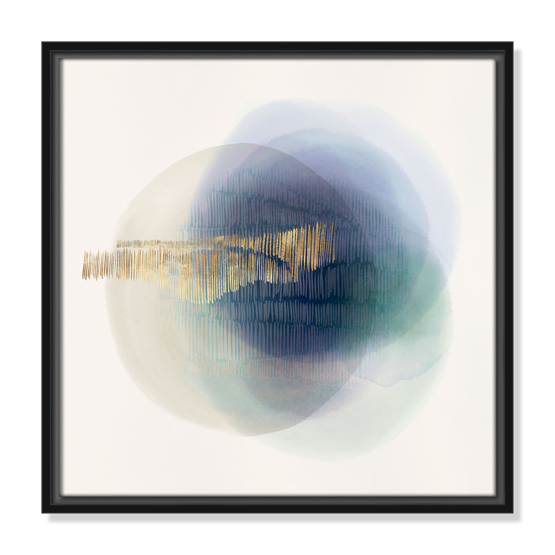 Imprimé translucide bleu II par Casa Fine Arts, Pas de tapis, Cadre flottant noir, H 17,5 po x l 17,5 po x P 2 po