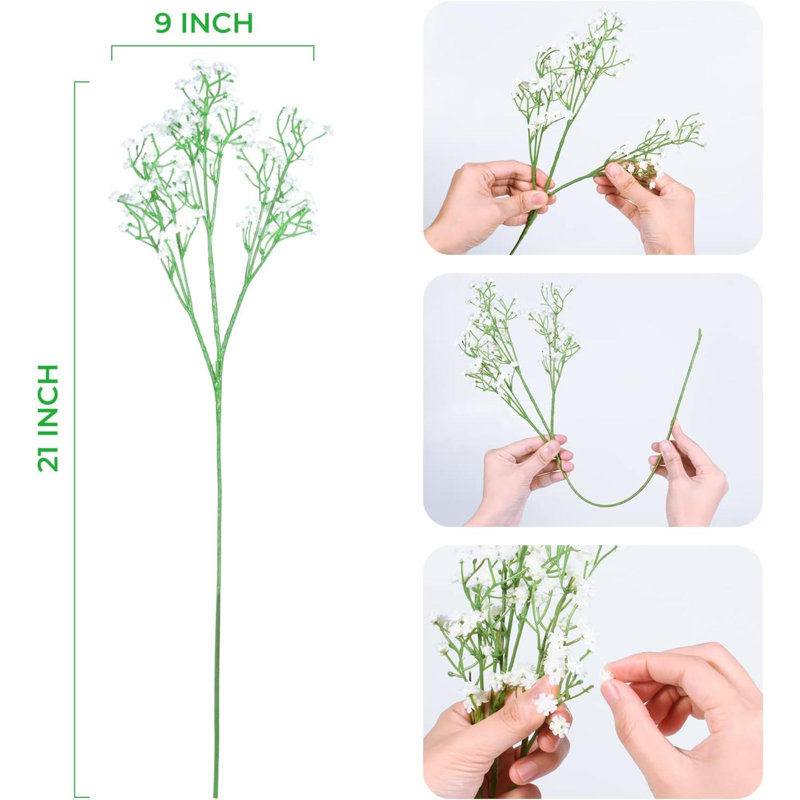 Fleurs artificielles Babys Breath 18 pièces Gipsophila pour fête de mariage