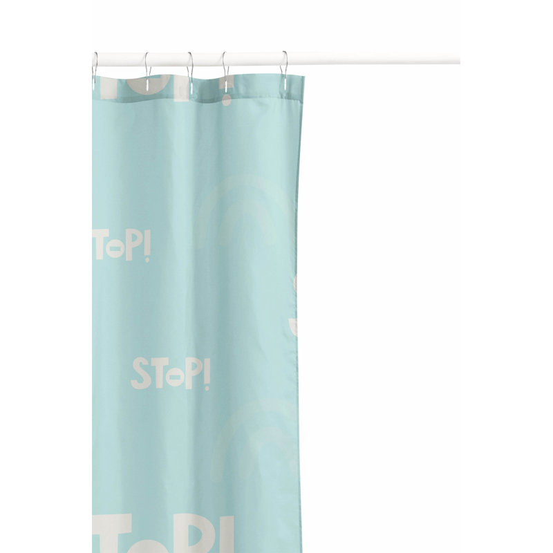 Stop Ultra-Thin Lightweight Shower Curtain, Ivory/Light Blue, 74"H x 71"W