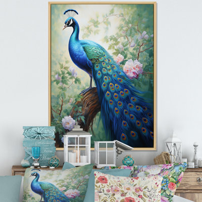Arrandale Blue Ink Wash Peacock III - Peacock Wall Art