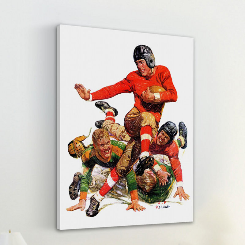 «College Football» par J.F. Kernan, reproduction sur toile tendue, 39" H x 30" W x 1.5" D