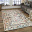 Ivory Machine Made Wool Viscose Faded Floral Border Geometric Modern Contemporary Carpet Rug-1834834284