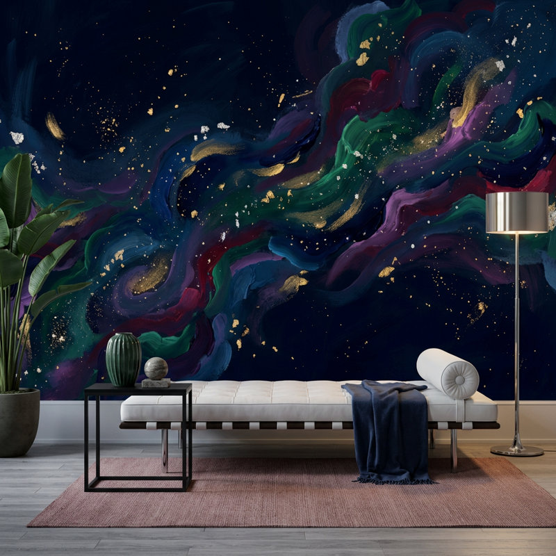 Papier peint abstrait galaxie nébuleuse, Texturé non collé, 160 po x 108 po