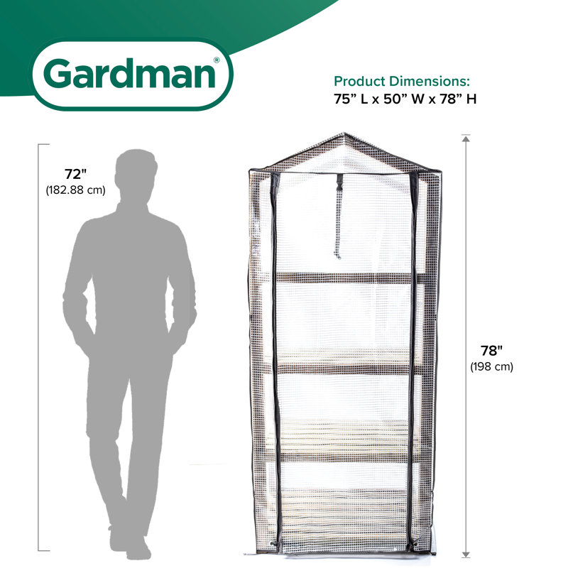 Gardman Elegance 24"x19" Wooden 4-Tier Greenhouse with UV Treated Cover