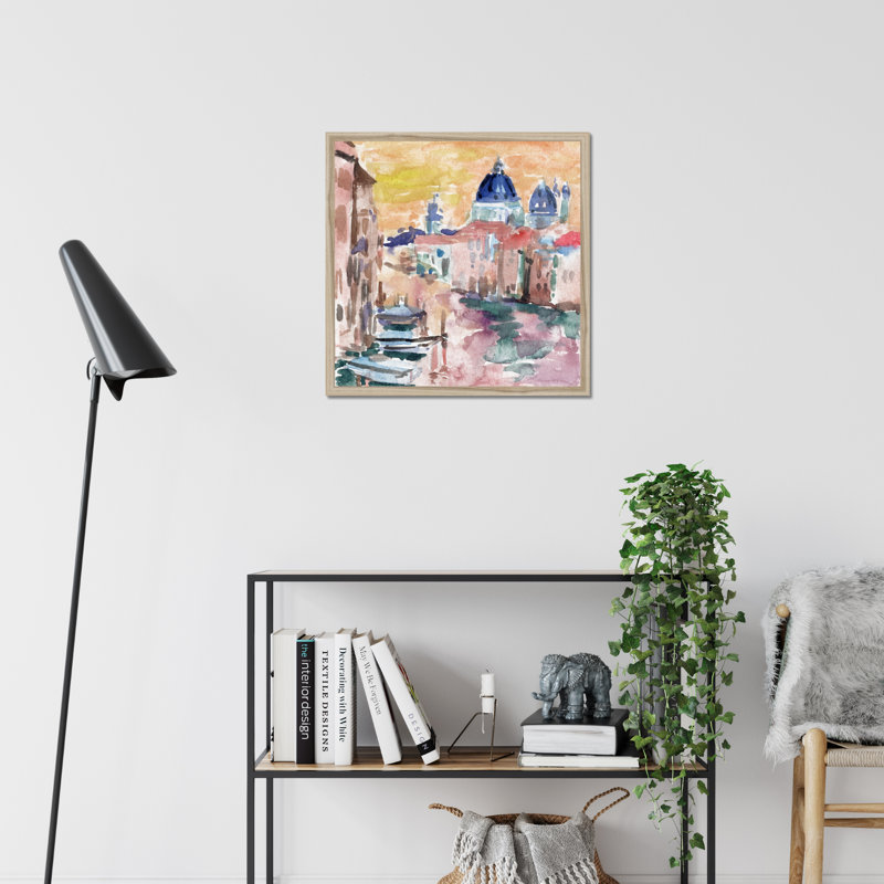 River City IV by Melissa Wang - Painting, 55cm H x 55cm W, Natural Wood Framed Paper Print