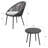 Kulp 3-Piece Patio Bistro Set, Outdoor Conversation Chair Set Balcony with Tempered Glass Coffee Table and Light Gray Cushions, Water-Resistant Woven Rope for Poolside-1947730684
